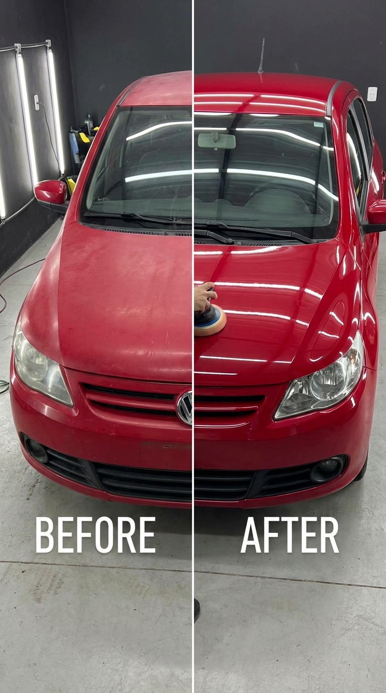 Antes e depois da aplicação da Resina Extreme